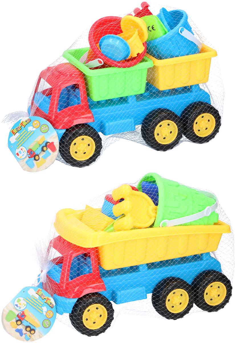Zandbak speelgoed truck/kiepwagen enkele oplegger 35 cm - Zandbakspeelgoed - Strandspeelgoed