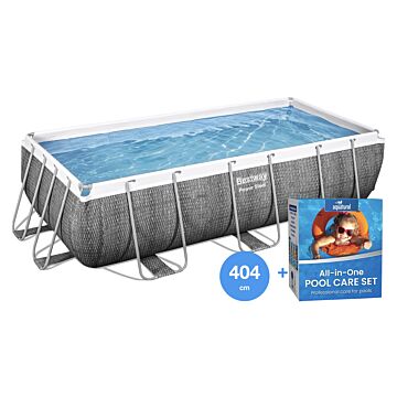 Bestway Power Steel Piscine 404 cm + Set d'Entretien Aquatural All-in-One Pool Care 