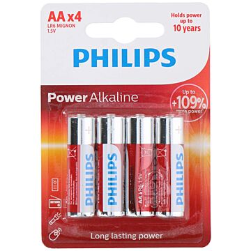 Philips Alcalines AA Power - pack de piles - 4 pièces