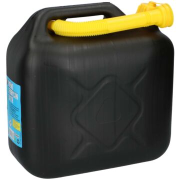 Jerry Can 10 litres avec bec verseur flexible et bouchon à vis - essence - noir