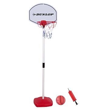Dunlop Mini Basketball Set 117 cm - inkl. Basketballständer, Basketball, Basketballring, Basketballnetz, Spielbrett, Basketballpumpe und Schlauch / Stange