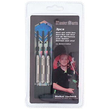 Master Darts 3 Dartpijlen van 24 gram - Dartset in Etui - zwart / blauw

