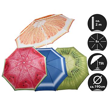Parasol de plage 190 cm - orange / rouge / vert / bleu