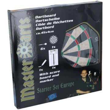 Master Darts Cible de Fléchettes Professionnelle Ø 45 cm incl. 6 fléchettes