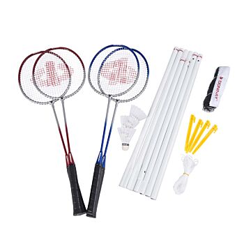 Donnay Badminton Set mit schwarzer Tragetasche - inkl. 4 Badmintonschläger und 3 Badminton Shuttles