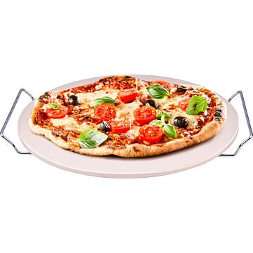 Pizzasteen Ø 33 cm voor Grill en Oven met handvaten