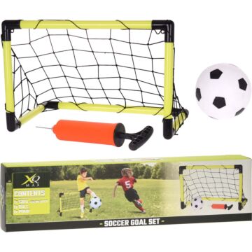 XQ Max Minigoal Set - inkl. Ball und Fußballpumpe - Fußballtor schwarz/gelb