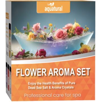 Aquatural Flower Aroma Set - Badzout met Bloemen Aroma - Rozen, Lavendel, Waterlelie