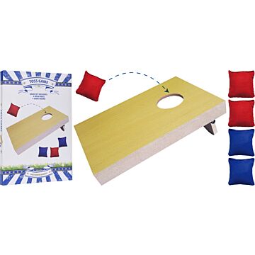 Sitzsack-Wurfspiel - 1 Spielbrett, 2 rote Sitzsäcke und 2 blaue Sitzsäcke