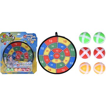 Dartspel Junior met Klitteband - 1 Dartbord en 6 Werpballen in groen / rood / geel