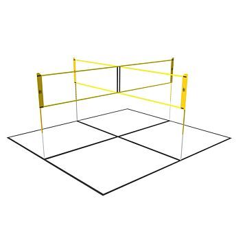 Umbro Spelset mit Sportnetz - 168 x 200 cm - 4 Felder - Volleyballnetz, Badmintonnetz - schwarz / gelb